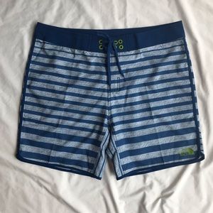 North Face Board Shorts Mens 38 Short Drawstring Striped Blue 8 Inch Swimsuit
